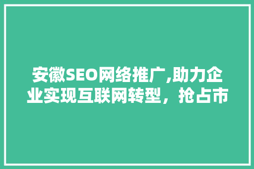 安徽SEO网络推广,助力企业实现互联网转型，抢占市场先机