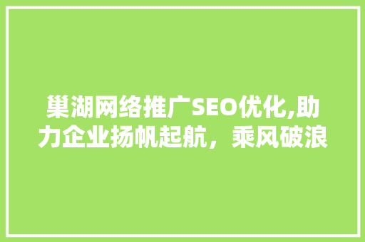 巢湖网络推广SEO优化,助力企业扬帆起航，乘风破浪