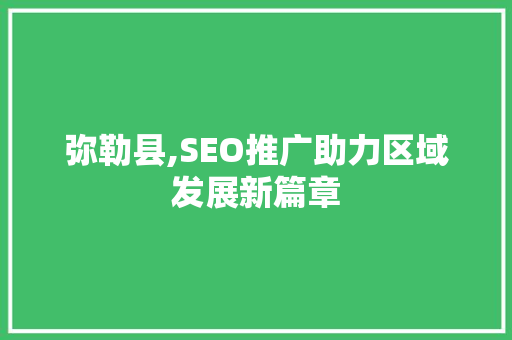 弥勒县,SEO推广助力区域发展新篇章 弥勒县,SEO推广助力区域发展新篇章