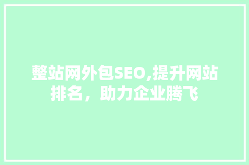 整站网外包SEO,提升网站排名，助力企业腾飞