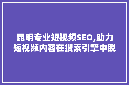 昆明专业短视频SEO,助力短视频内容在搜索引擎中脱颖而出