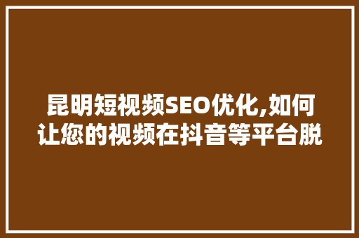 昆明短视频SEO优化,如何让您的视频在抖音等平台脱颖而出