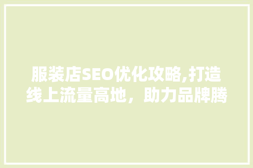 服装店SEO优化攻略,打造线上流量高地，助力品牌腾飞