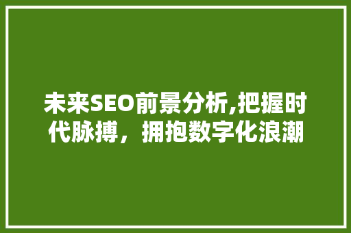 未来SEO前景分析,把握时代脉搏，拥抱数字化浪潮