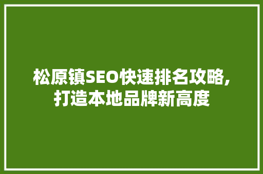 松原镇SEO快速排名攻略,打造本地品牌新高度 松原镇SEO快速排名攻略,打造本地品牌新高度