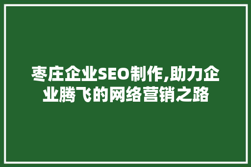 枣庄企业SEO制作,助力企业腾飞的网络营销之路