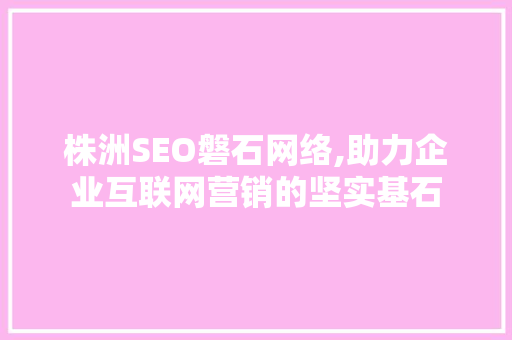 株洲SEO磐石网络,助力企业互联网营销的坚实基石 电脑故障维修