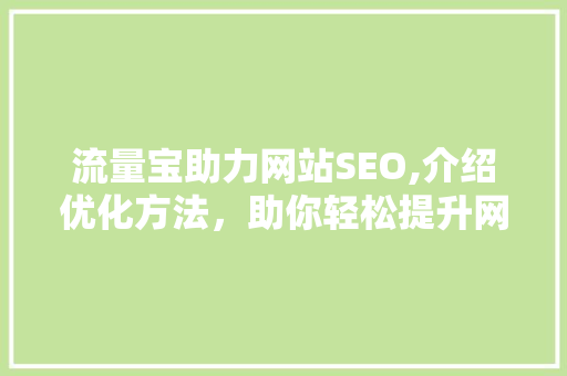 流量宝助力网站SEO,介绍优化方法，助你轻松提升网站流量