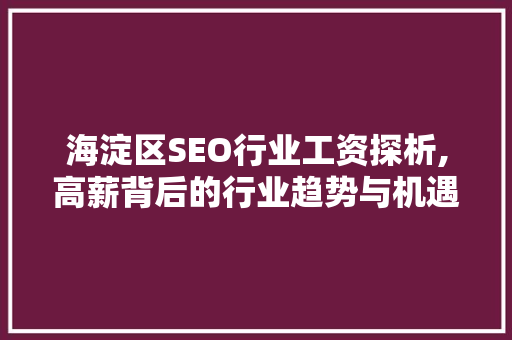 海淀区SEO行业工资探析,高薪背后的行业趋势与机遇