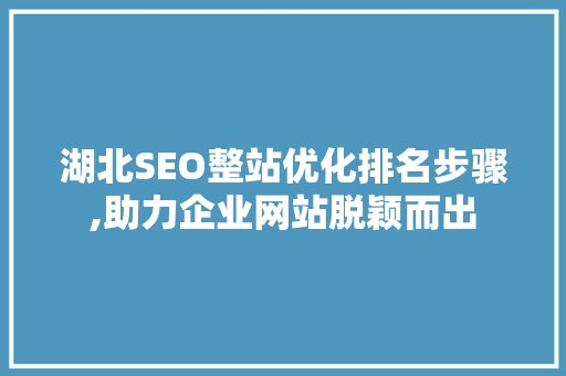 湖北SEO整站优化排名步骤,助力企业网站脱颖而出