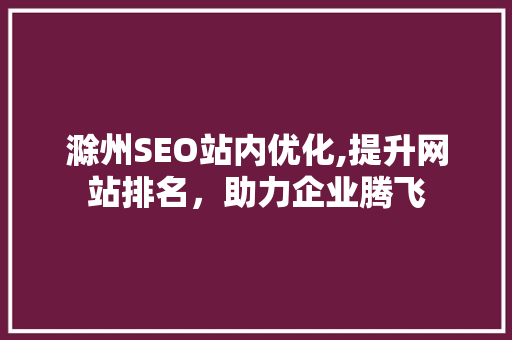 滁州SEO站内优化,提升网站排名，助力企业腾飞