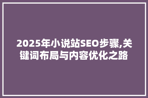 2025年小说站SEO步骤,关键词布局与内容优化之路