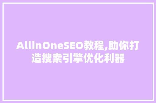 AllinOneSEO教程,助你打造搜索引擎优化利器 AllinOneSEO教程,助你打造搜索引擎优化利器