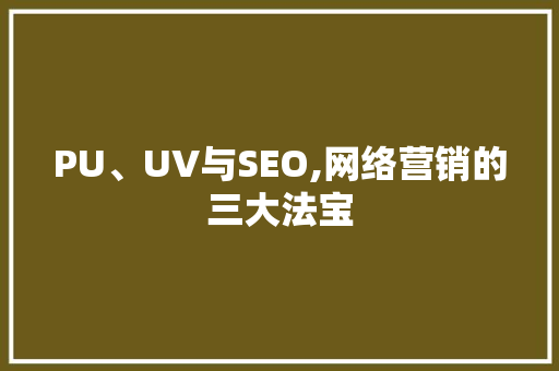 PU、UV与SEO,网络营销的三大法宝