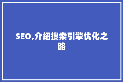 SEO,介绍搜索引擎优化之路