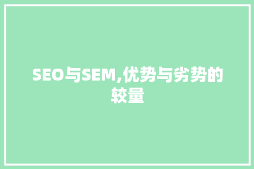 SEO与SEM,优势与劣势的较量