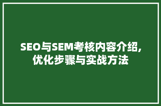 SEO与SEM考核内容介绍,优化步骤与实战方法