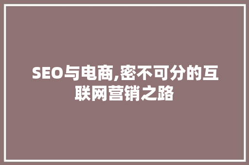 SEO与电商,密不可分的互联网营销之路 SEO与电商,密不可分的互联网营销之路