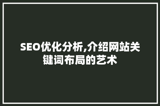 SEO优化分析,介绍网站关键词布局的艺术