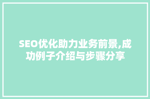 SEO优化助力业务前景,成功例子介绍与步骤分享