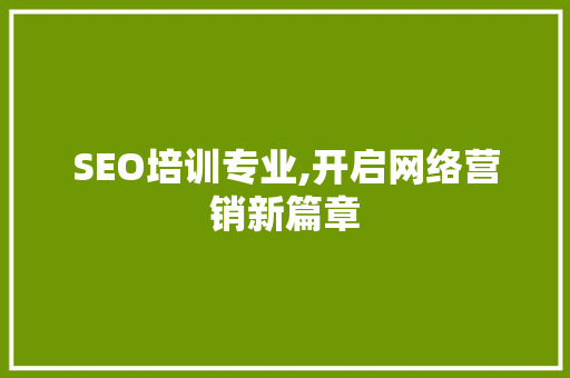 SEO培训专业,开启网络营销新篇章 SEO培训专业,开启网络营销新篇章