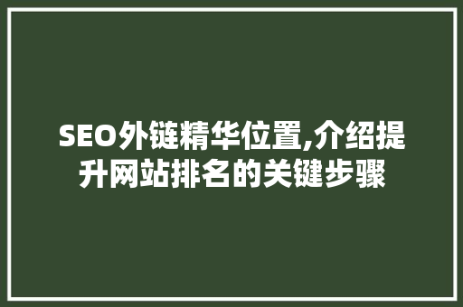 SEO外链精华位置,介绍提升网站排名的关键步骤