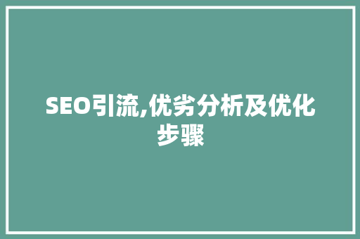 SEO引流,优劣分析及优化步骤 SEO引流,优劣分析及优化步骤