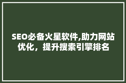 SEO必备火星软件,助力网站优化，提升搜索引擎排名