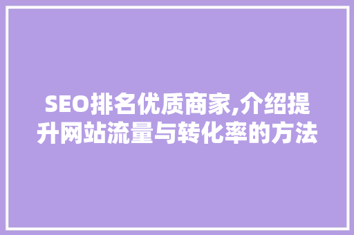 SEO排名优质商家,介绍提升网站流量与转化率的方法 电脑故障维修