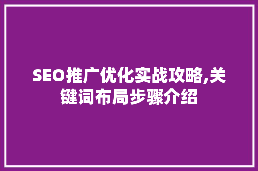SEO推广优化实战攻略,关键词布局步骤介绍