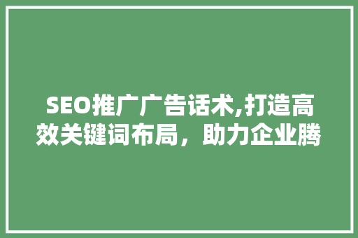 SEO推广广告话术,打造高效关键词布局，助力企业腾飞 网络技术