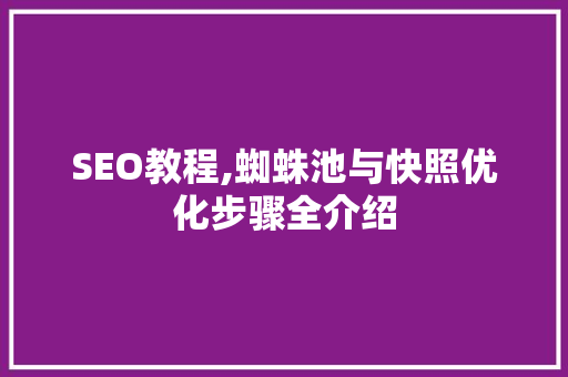 SEO教程,蜘蛛池与快照优化步骤全介绍 电脑故障维修 SEO教程,蜘蛛池与快照优化步骤全介绍 电脑故障维修
