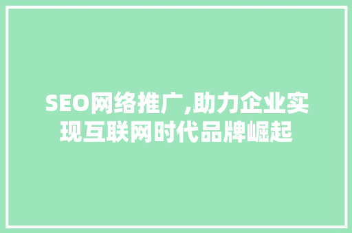 SEO网络推广,助力企业实现互联网时代品牌崛起
