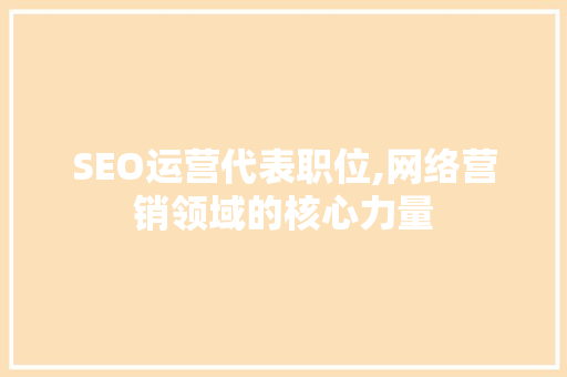 SEO运营代表职位,网络营销领域的核心力量