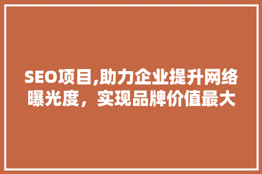 SEO项目,助力企业提升网络曝光度，实现品牌价值最大化