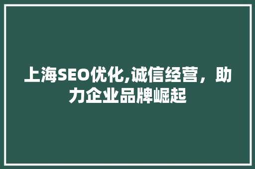 上海SEO优化,诚信经营,助力企业品牌崛起 上海SEO优化,诚信经营,助力企业品牌崛起