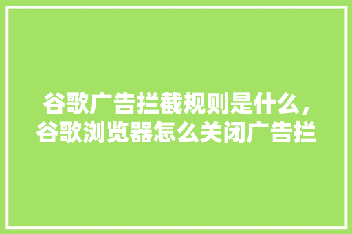谷歌广告拦截规则是什么，谷歌浏览器怎么关闭广告拦截