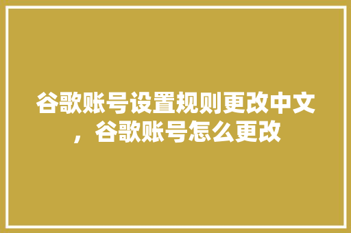 谷歌账号设置规则更改中文，谷歌账号怎么更改