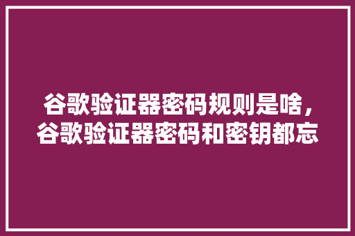 谷歌验证器密码规则是啥，谷歌验证器密码和密钥都忘了