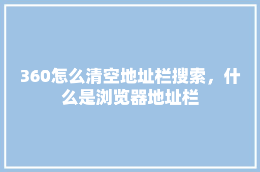 360怎么清空地址栏搜索，什么是浏览器地址栏 电脑基础