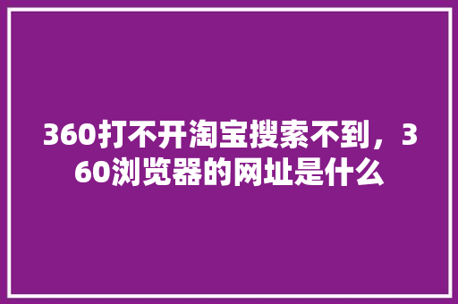 360打不开淘宝搜索不到，360浏览器的网址是什么