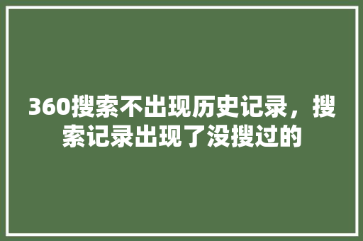 360搜索不出现历史记录，搜索记录出现了没搜过的