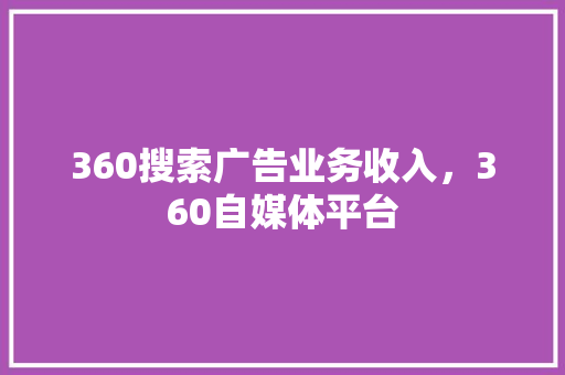 360搜索广告业务收入，360自媒体平台