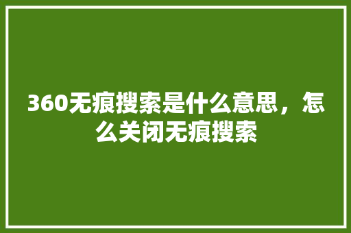 360无痕搜索是什么意思,怎么关闭无痕搜索 360无痕搜索是什么意思,怎么关闭无痕搜索