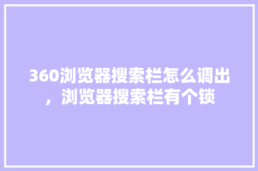 360浏览器搜索栏怎么调出，浏览器搜索栏有个锁