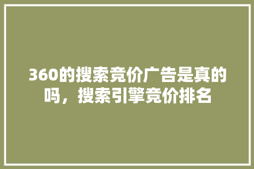 360的搜索竞价广告是真的吗，搜索引擎竞价排名