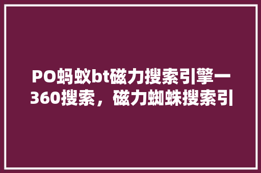 PO蚂蚁bt磁力搜索引擎一360搜索，磁力蜘蛛搜索引擎搜索