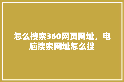 怎么搜索360网页网址，电脑搜索网址怎么搜