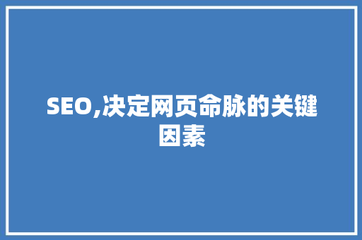 SEO,决定网页命脉的关键因素 编程语言 SEO,决定网页命脉的关键因素 编程语言