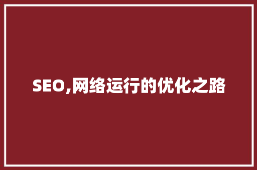 SEO,网络运行的优化之路